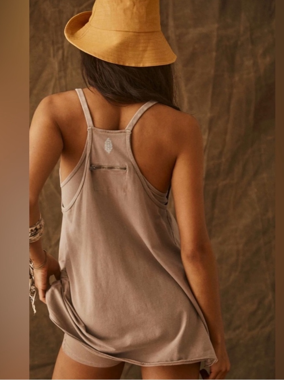 NWT Free People Movement Hot Shot Mini Dress Mocha Latte Oversized - Picture 2 of 5